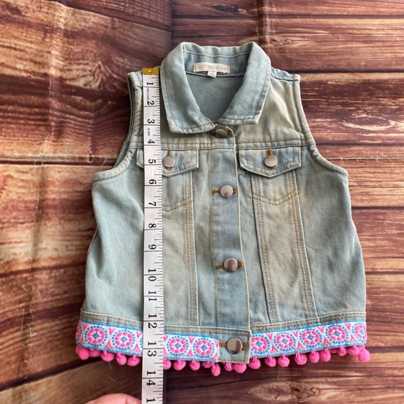 Self esteem Girl Toddler Denim Vest Jacket Blue Light Wash  Front Pockets Size 4 - Picture 4 of 7